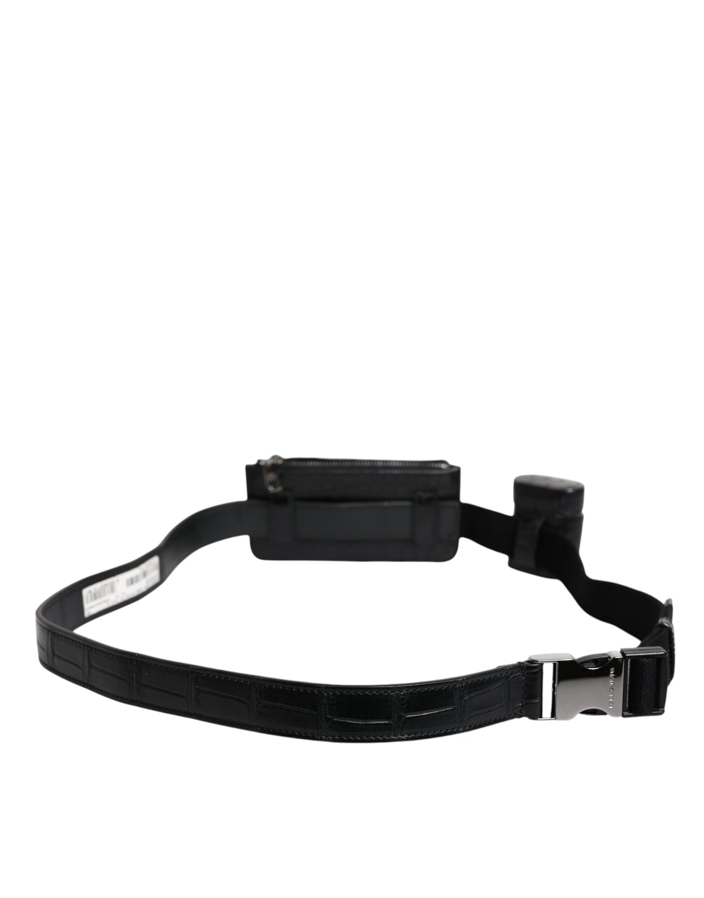 Dolce & Gabbana Schwarzes Alligatorleder Airpods Fall Münze Geldbeutel Brieftasche