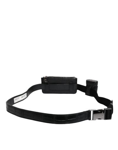Dolce & Gabbana Schwarzes Alligatorleder Airpods Fall Münze Geldbeutel Brieftasche