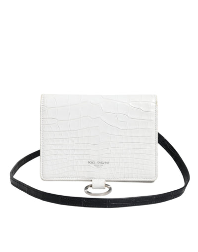 Dolce & Gabbana Weiß Blau Leder Bifold Crossbody Sling Geldbörse