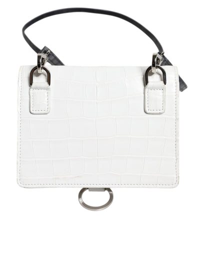 Dolce & Gabbana Weiß Blau Leder Bifold Crossbody Sling Geldbörse
