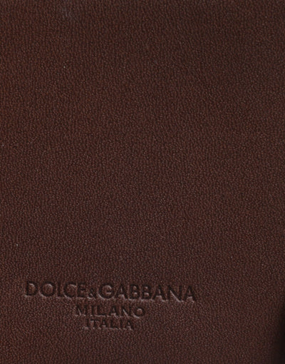 Dolce & Gabbana Braunes Leder Zip Logo Schlüsselanhänger Münzgeldbörse Schlüsselanhänger Geldbörse