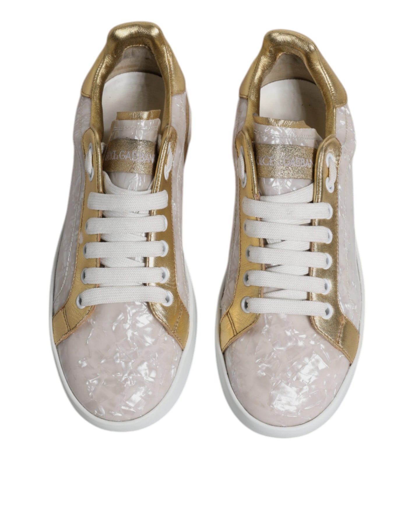 Dolce & Gabbana Weiß Portofino Mutter der Perle Turnschuhe Freizeitschuhe