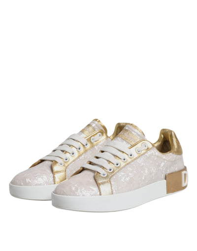 Dolce & Gabbana Weiß Portofino Mutter der Perle Turnschuhe Freizeitschuhe