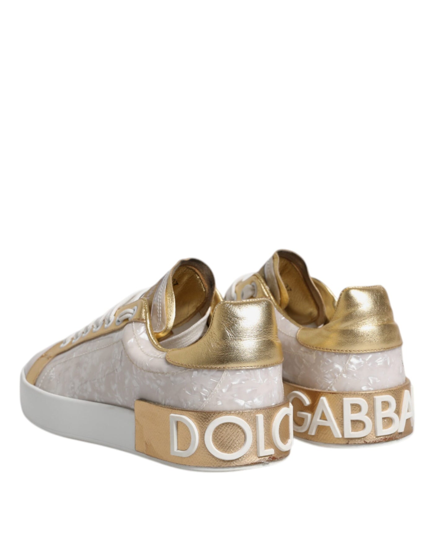 Dolce & Gabbana Weiß Portofino Mutter der Perle Turnschuhe Freizeitschuhe