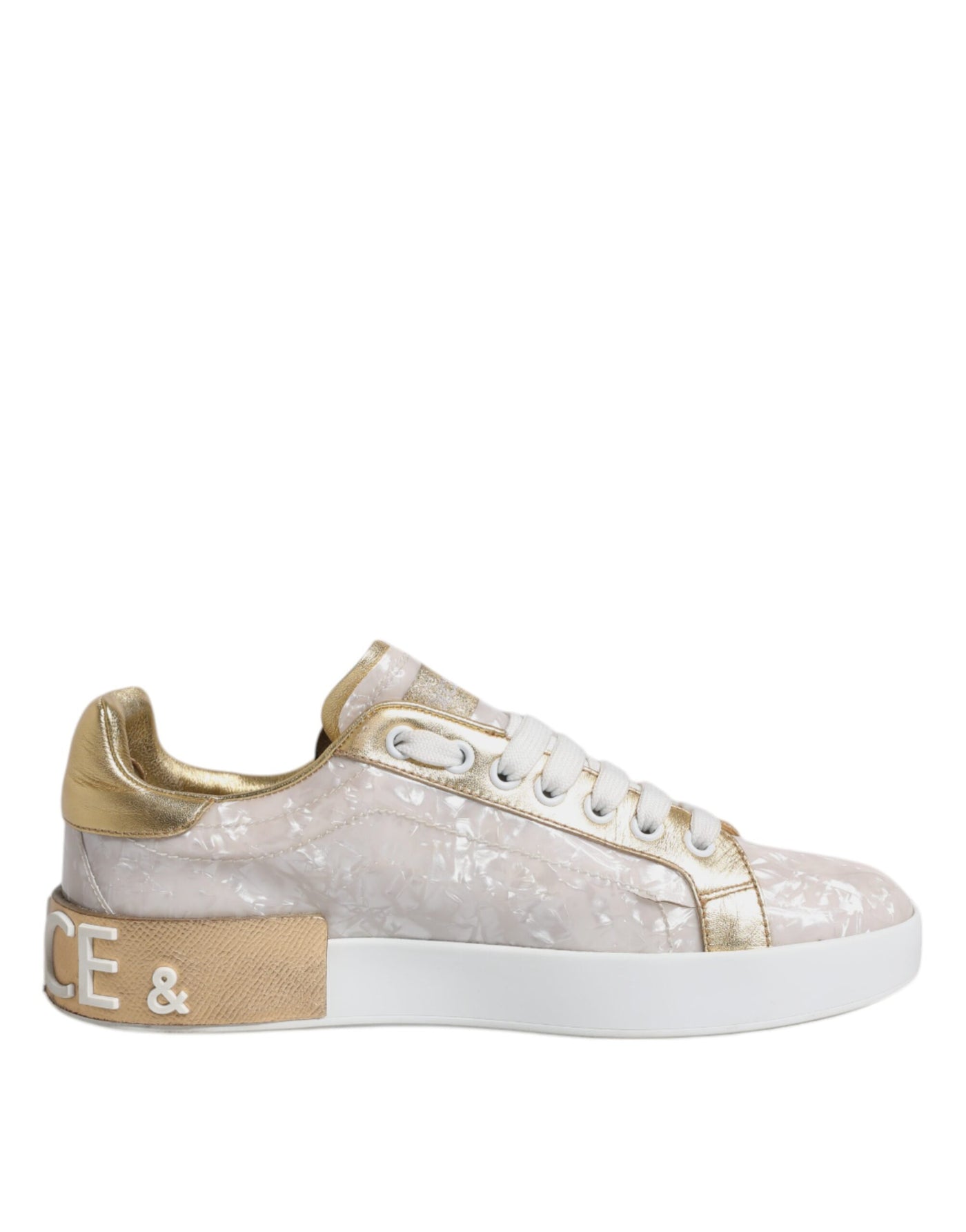 Dolce & Gabbana Weiß Portofino Mutter der Perle Turnschuhe Freizeitschuhe