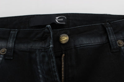 Cavalli Blaue Baumwoll Stretch Baggy Relax Jeans