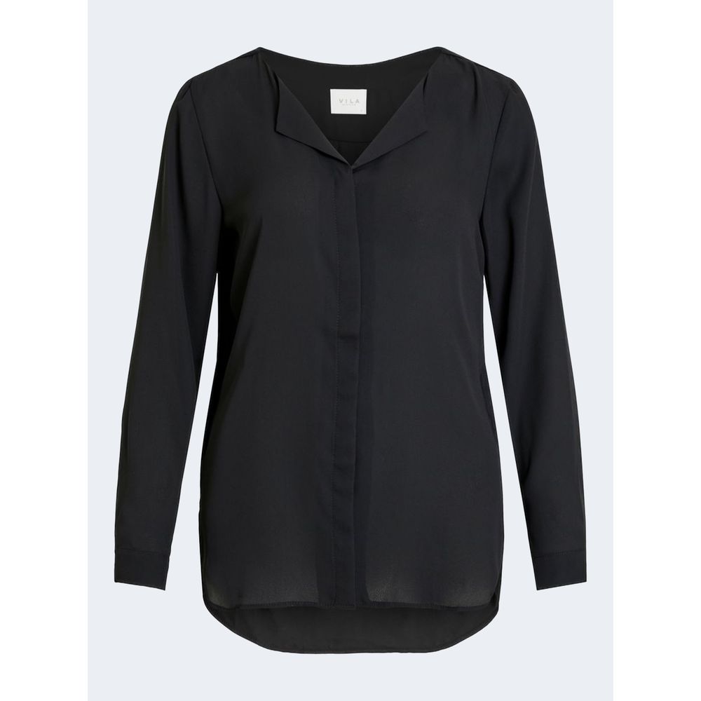 Vila Clothes Schwarzes Polyesterhemd