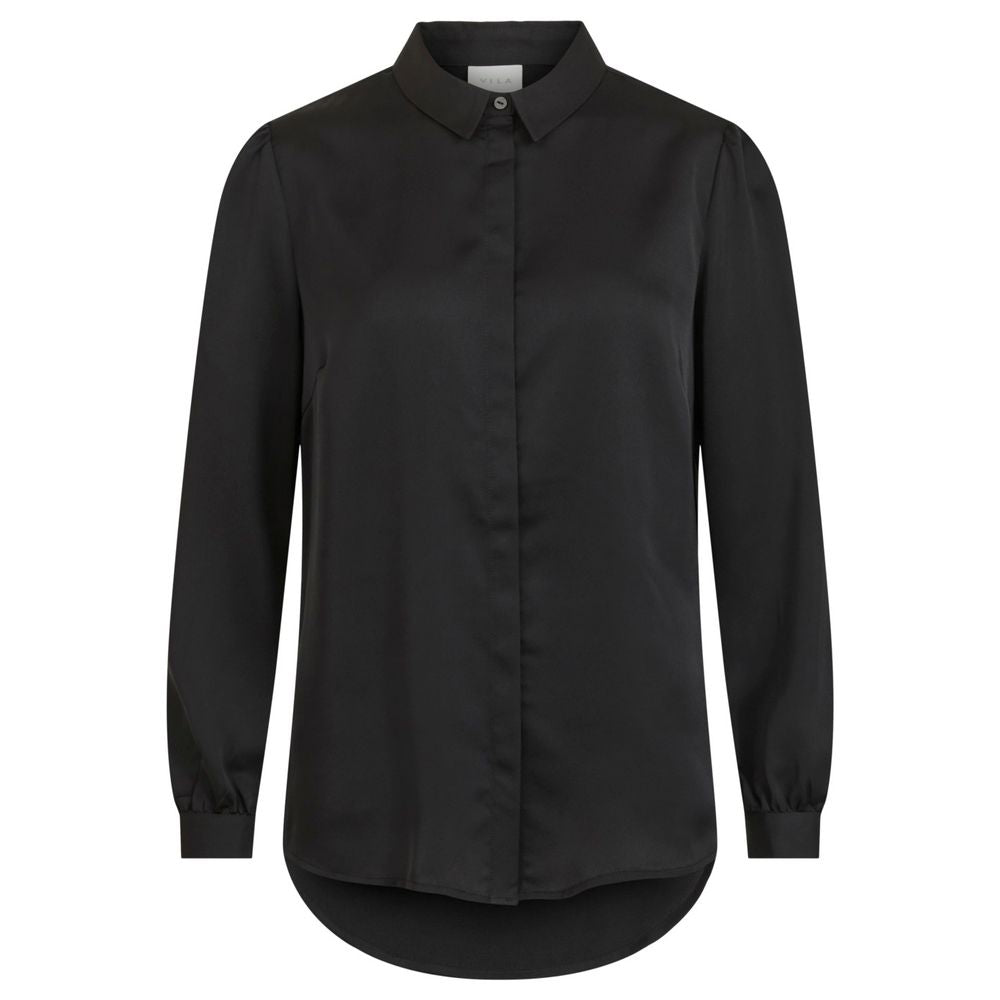 Vila Clothes Schwarzes Polyesterhemd