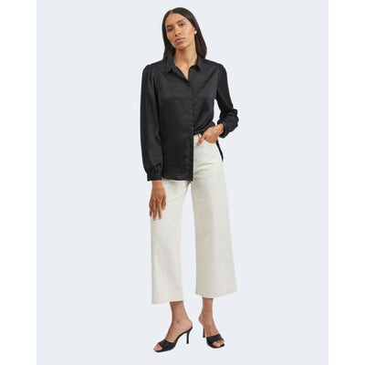 Vila Clothes Schwarzes Polyesterhemd