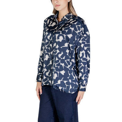 ICHI Blaues Polyester-Hemd