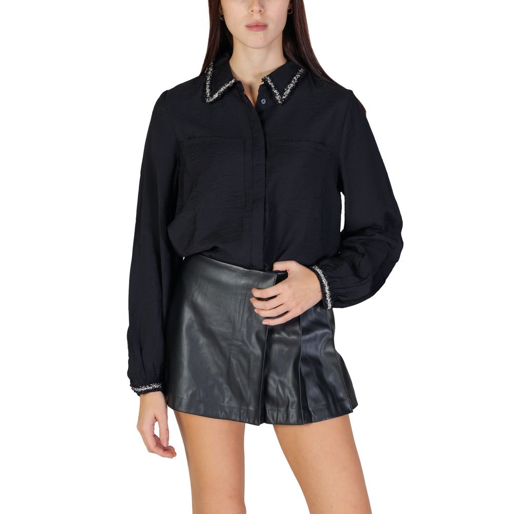 Vila Clothes Schwarzes Viskosehemd