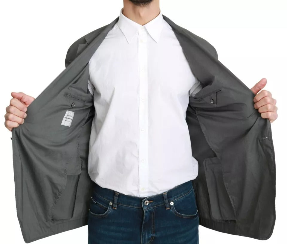 Dolce & Gabbana Grauer einreihiger formeller Blazer aus Baumwolle