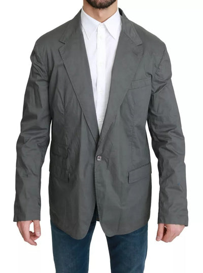 Dolce & Gabbana Grauer einreihiger formeller Blazer aus Baumwolle