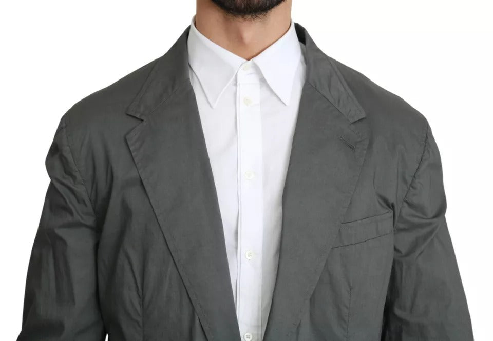 Dolce & Gabbana Grauer einreihiger formeller Blazer aus Baumwolle