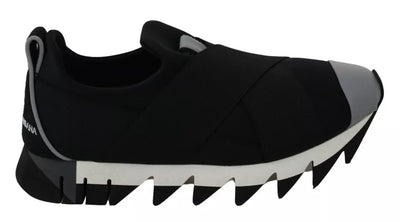 Dolce & Gabbana Schwarzer Hai Neopren Stretch Turnschuhe Schuhe