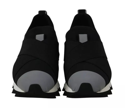 Dolce & Gabbana Schwarzer Hai Neopren Stretch Turnschuhe Schuhe