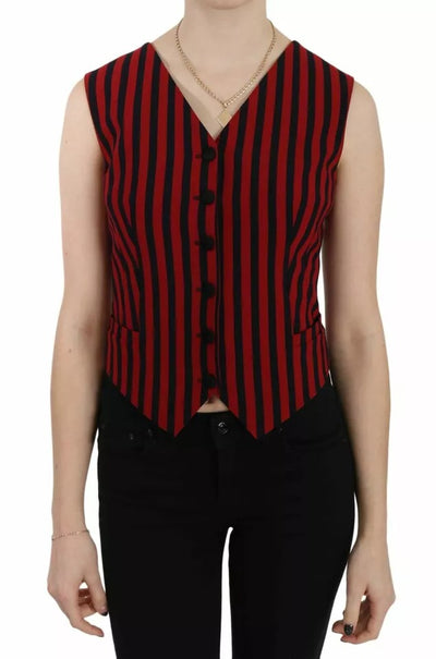 Dolce & Gabbana Rot Schwarz Gestreift Weste Weste Bluse Oberteil