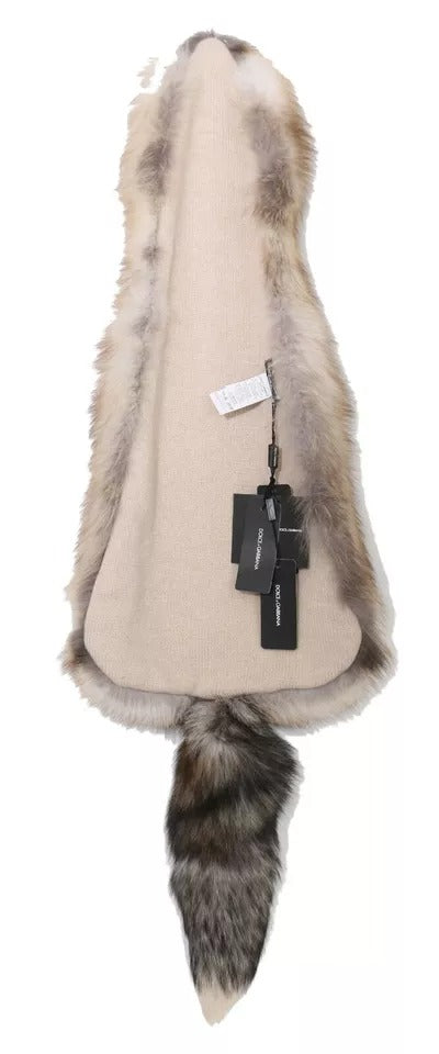 Dolce & Gabbana Brauner Fuchsschwanz Pelz Schal Hals Wrap Cover Kragen Schal