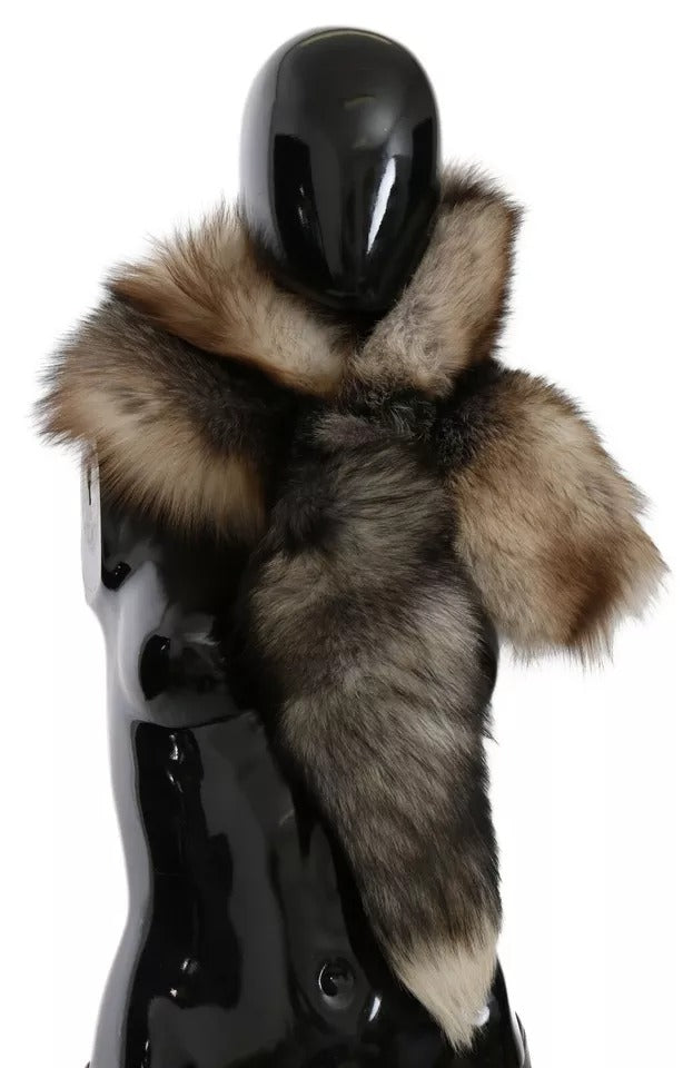 Dolce & Gabbana Brauner Fuchsschwanz Pelz Schal Hals Wrap Cover Kragen Schal
