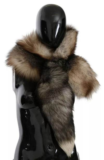 Dolce & Gabbana Brauner Fuchsschwanz Pelz Schal Hals Wrap Cover Kragen Schal
