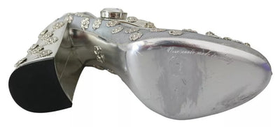 Dolce & Gabbana Silber Kristall Nieten Absätze Mary Janes Pumps Schuhe