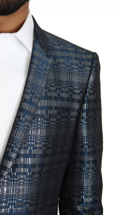 Dolce & Gabbana Blau Silber Glänzend 2 Stück Slim GOLD Anzug