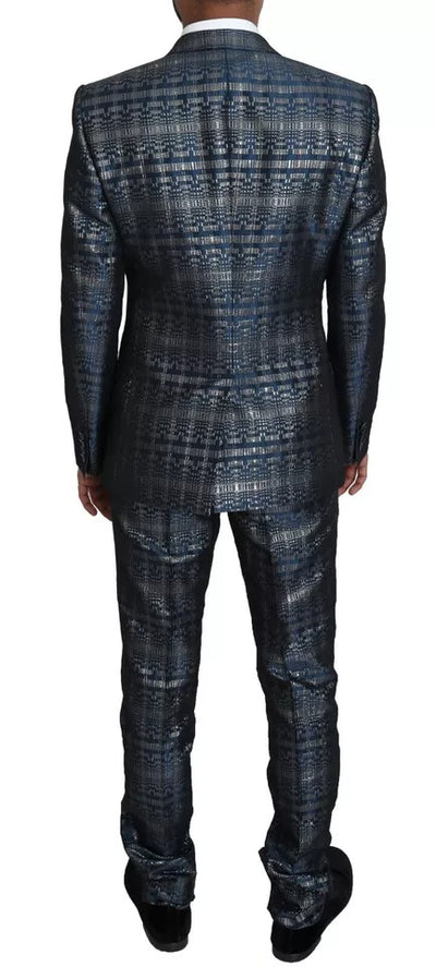 Dolce & Gabbana Blau Silber Glänzend 2 Stück Slim GOLD Anzug