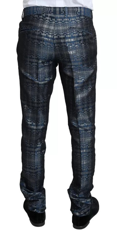 Dolce & Gabbana Blau Silber Glänzend 2 Stück Slim GOLD Anzug