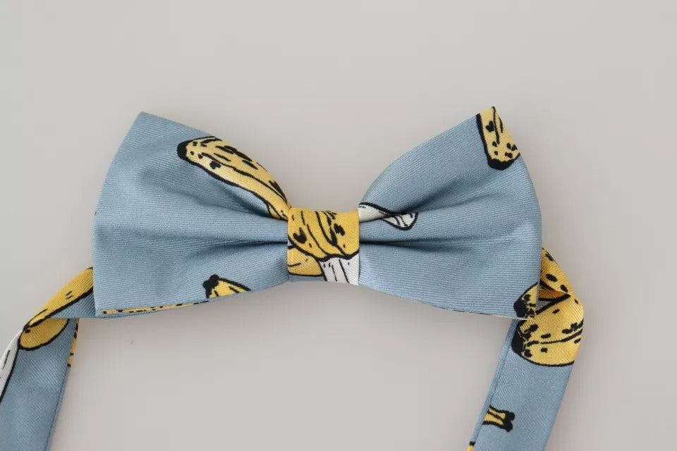 Dolce & Gabbana Hellblaue Seidenfliege mit Bananendruck für Männer