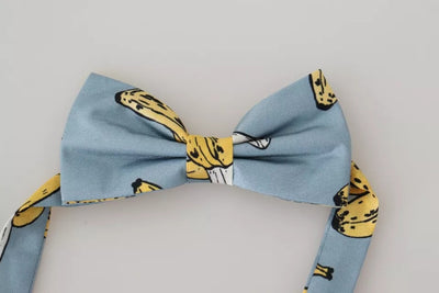 Dolce & Gabbana Hellblaue Seidenfliege mit Bananendruck für Männer