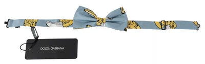 Dolce & Gabbana Hellblaue Seidenfliege mit Bananendruck für Männer