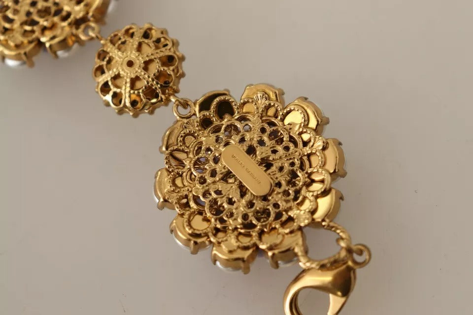 Dolce & Gabbana FIORI BLOOMING Florales Armband mit Barockkristallen aus Messing