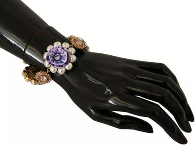Dolce & Gabbana FIORI BLOOMING Florales Armband mit Barockkristallen aus Messing