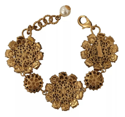 Dolce & Gabbana FIORI BLOOMING Florales Armband mit Barockkristallen aus Messing