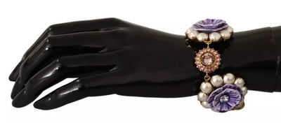Dolce & Gabbana FIORI BLOOMING Florales Armband mit Barockkristallen aus Messing