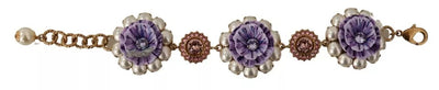 Dolce & Gabbana FIORI BLOOMING Florales Armband mit Barockkristallen aus Messing