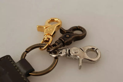Dolce & Gabbana Grünes Leder D&G Logo Metall Ring Haken Schlüsselanhänger Schlüsselanhänger
