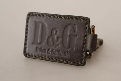 Dolce & Gabbana Grünes Leder D&G Logo Metall Ring Haken Schlüsselanhänger Schlüsselanhänger