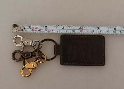 Dolce & Gabbana Grünes Leder D&G Logo Metall Ring Haken Schlüsselanhänger Schlüsselanhänger
