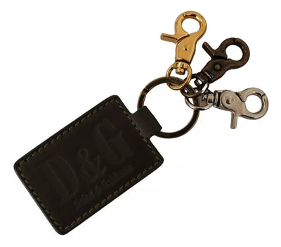 Dolce & Gabbana Grünes Leder D&G Logo Metall Ring Haken Schlüsselanhänger Schlüsselanhänger