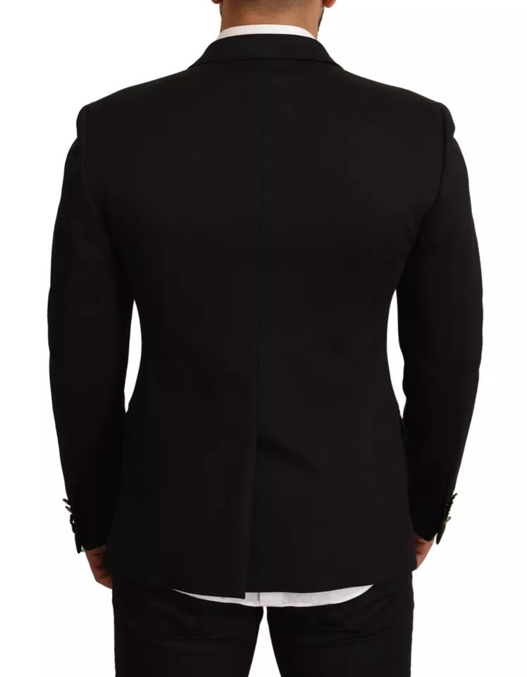 Dolce & Gabbana Schwarzer Baumwolle Slim Fit Mantel Blazer Jacke