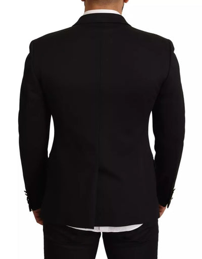 Dolce & Gabbana Schwarzer Baumwolle Slim Fit Mantel Blazer Jacke