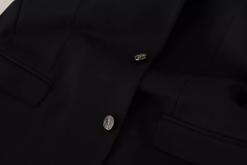 Dolce & Gabbana Schwarzer Baumwolle Slim Fit Mantel Blazer Jacke