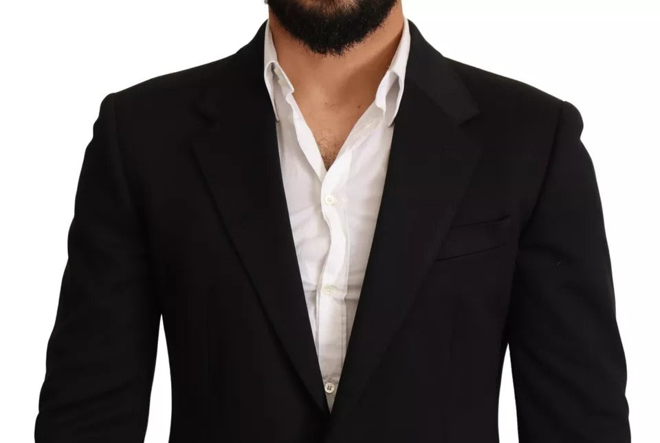 Dolce & Gabbana Schwarzer Baumwolle Slim Fit Mantel Blazer Jacke