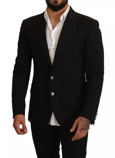 Dolce & Gabbana Schwarzer Baumwolle Slim Fit Mantel Blazer Jacke