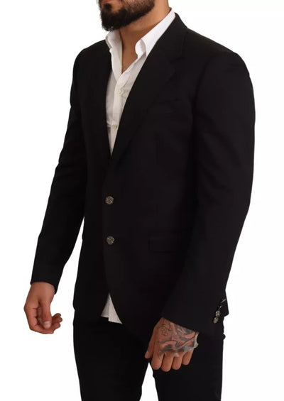 Dolce & Gabbana Schwarzer Baumwolle Slim Fit Mantel Blazer Jacke