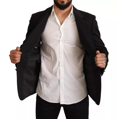 Dolce & Gabbana Schwarzer Baumwolle Slim Fit Mantel Blazer Jacke