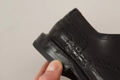 Dolce & Gabbana Schwarze perforierte Leder Schnürschuhe Derby