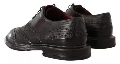 Dolce & Gabbana Schwarze perforierte Leder Schnürschuhe Derby