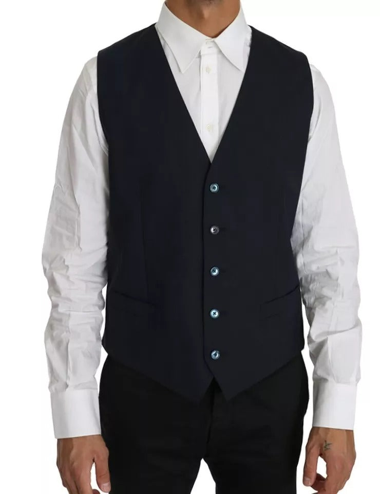 Dolce & Gabbana Blaue Wolle MARTINI Blazer Weste 2 Stück